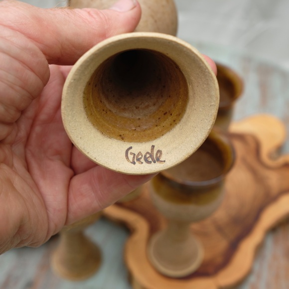Vintage Geele Studio Pottery Goblets / Cordials - Set of Six (6) - Picture 7 of 10